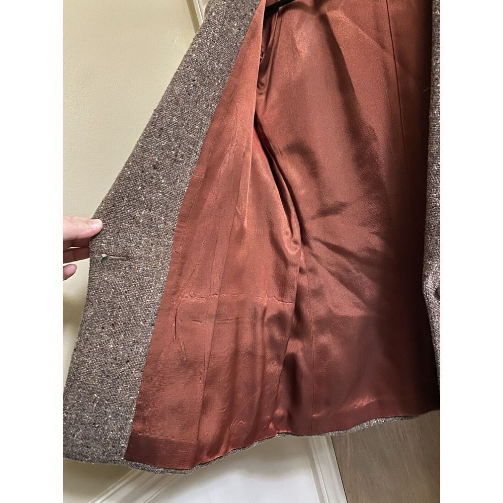 Vintage Liz Claiborne Wool Blazer Heather Brown 1 Button with Pockets Size 10 - Picture 11 of 12